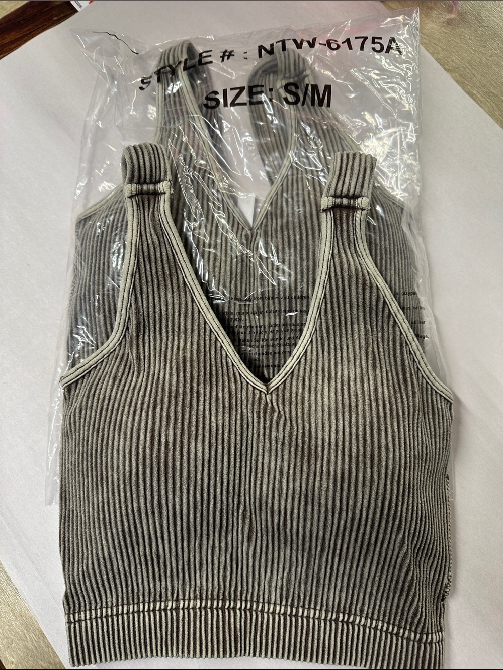 Zenana Outfitters Ribbed V-Neck Tank Top - Gray